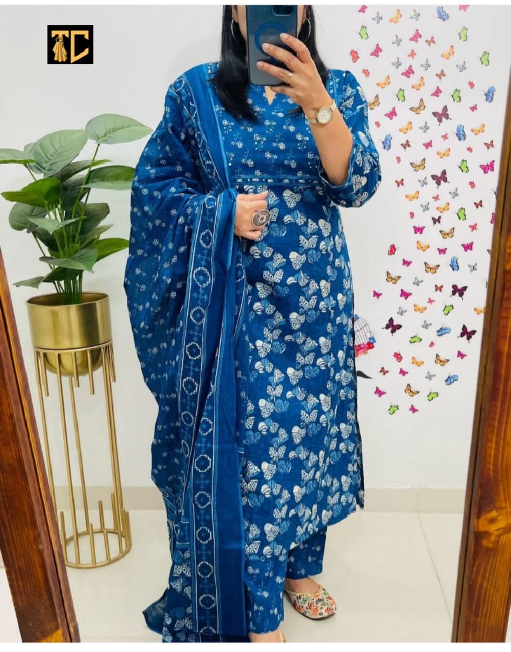 Elegant 60x60 Cotton Kurti Set with Pants & Dupattas – M to 3XL