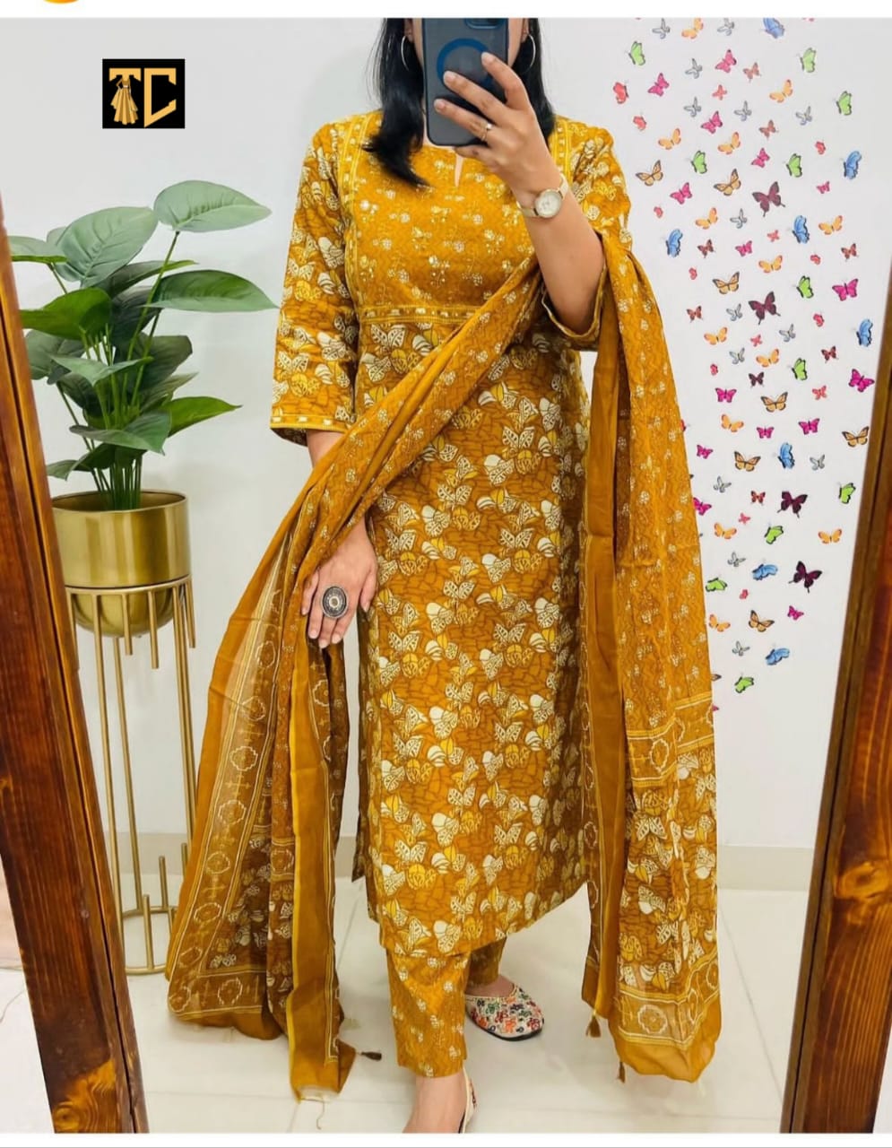 Elegant 60x60 Cotton Kurti Set with Pant & Dupatta – M to 3XL