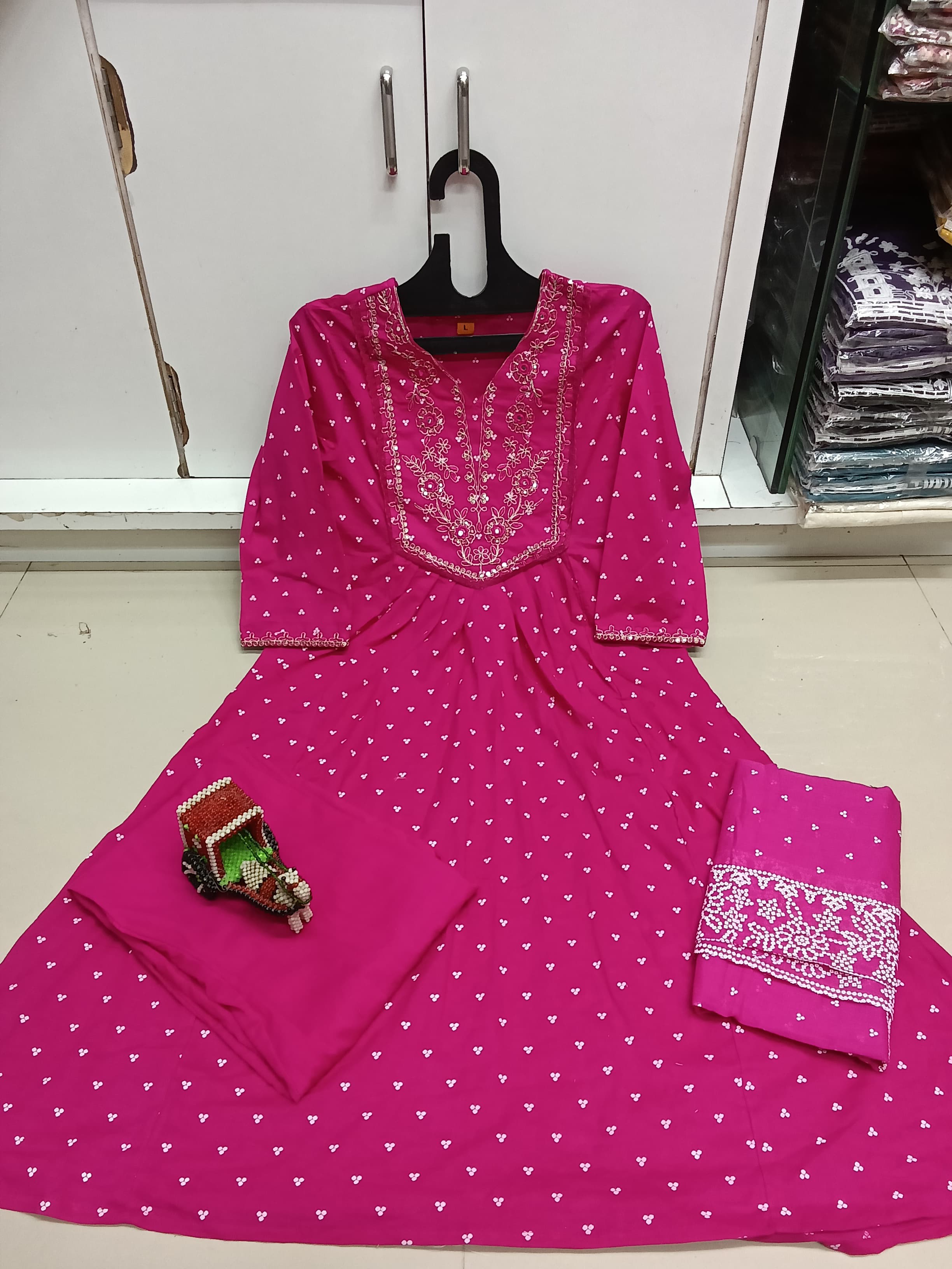 Elegant Pink Cotton Anarkali Kurta Set with Embroidered Yoke & Malmal Dupatta – TC New Launch