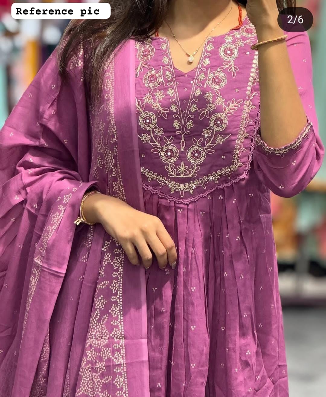 Magenta Embroidered Anarkali Kurta Set with Cotton Pant & Malmal Dupatta – Traditional Elegant Flared Suit