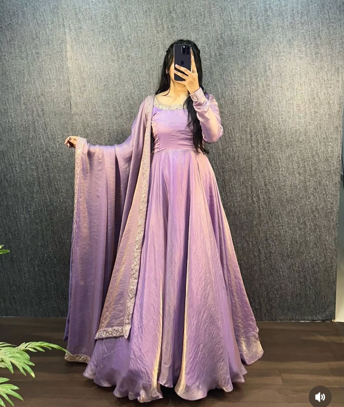Orchid Purple Heavy Embroidered Gown with Dupatta – Grace in Every Thread