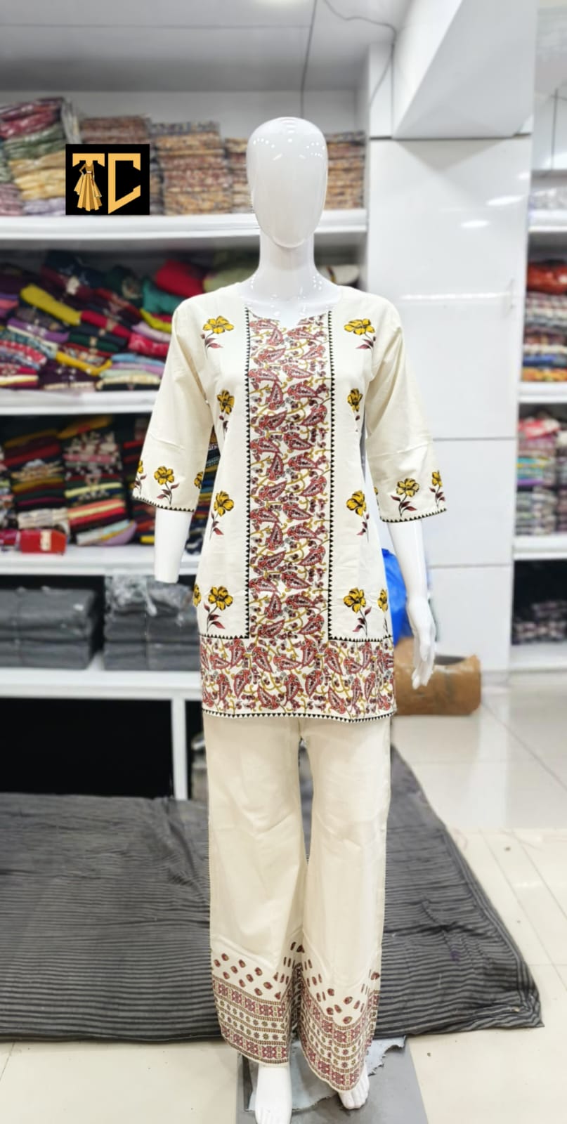 Pink Floral Print Pure Cotton Kurti with Plazo Set – Pretty in Pastel, Perfect in Comfort