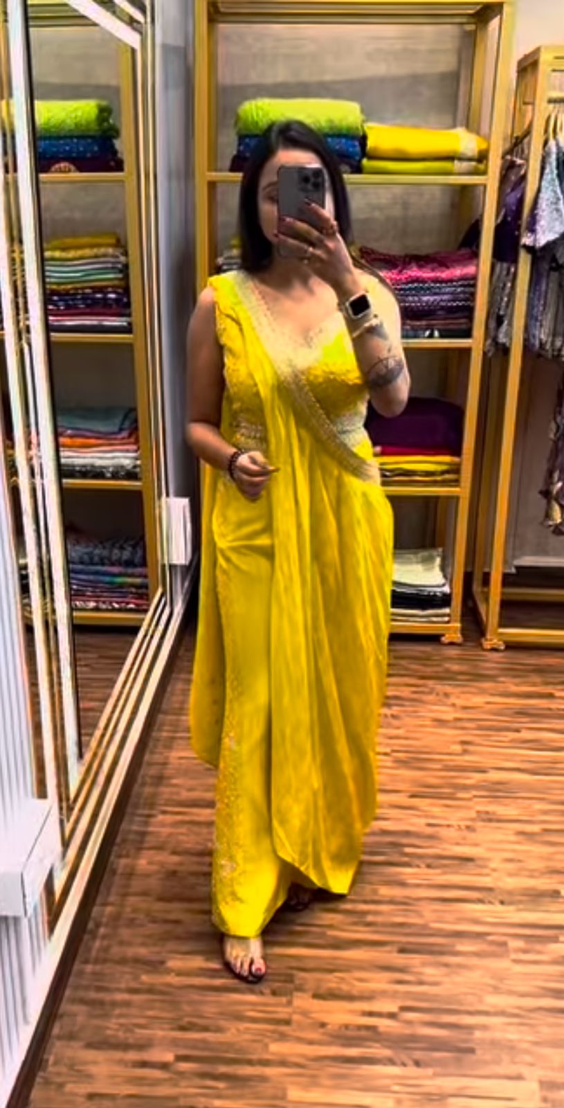 Bright Yellow Chinon Embroidered Palazzo Set with Dupatta – Vibrant Festive Ensemble